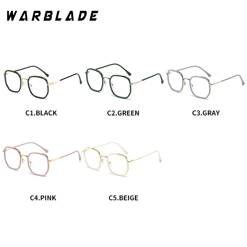 New Simple Square Metal Anti Blue Light Glasses Men Women Oversized Retro Optical Spectacles Frame Fashion Prescription Eyeglass