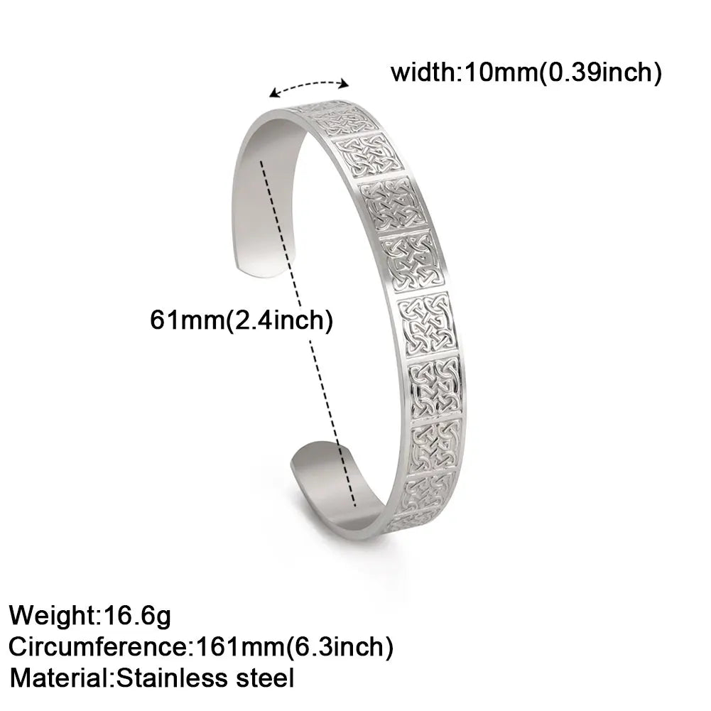 Viking Triquetra Cuff Bangle for Men Boy Stainless Steel Good Luck Celtic Knot Amulet Vintage Irish Knots Bracelet Jewelry Gift