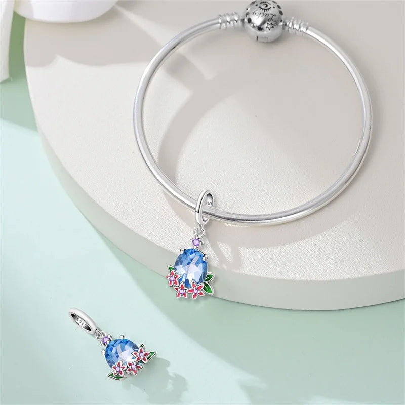 100% 925 Sterling Silver Glowing Planet Zircon Flower Fairy Four Leaf Clover Charms Bead Fit Original Bracelets DIY Jewelry Gift