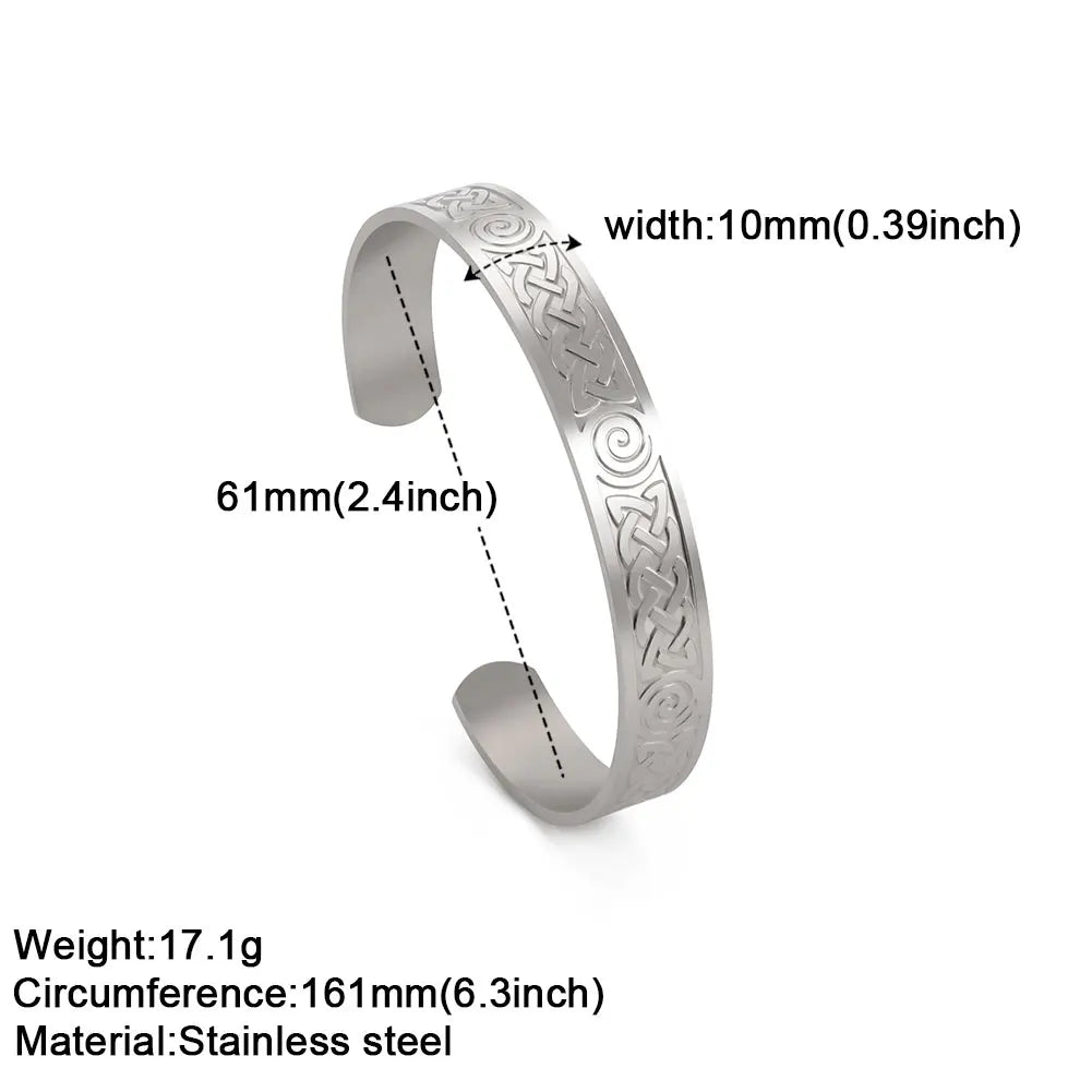 Viking Triquetra Cuff Bangle for Men Boy Stainless Steel Good Luck Celtic Knot Amulet Vintage Irish Knots Bracelet Jewelry Gift