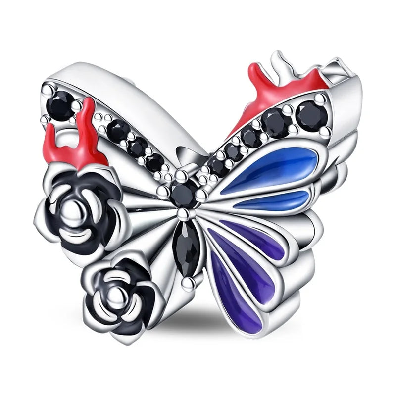 2025 New 925 Silver Rose Romantic Butterfly Skull Charms Beads Fit 3mm Original Bracelet DIY Jewelry Valentine's Day Gift