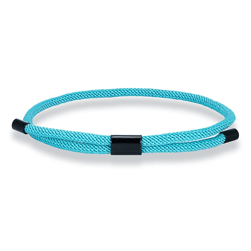 MKENDN Modisches schwarzes Nylonarmband für Damen und Herren aus strapazierfähigem Marine-Nylon mit poliertem schwarzem Edelstahlverschluss – schlichtes Schmuckstück