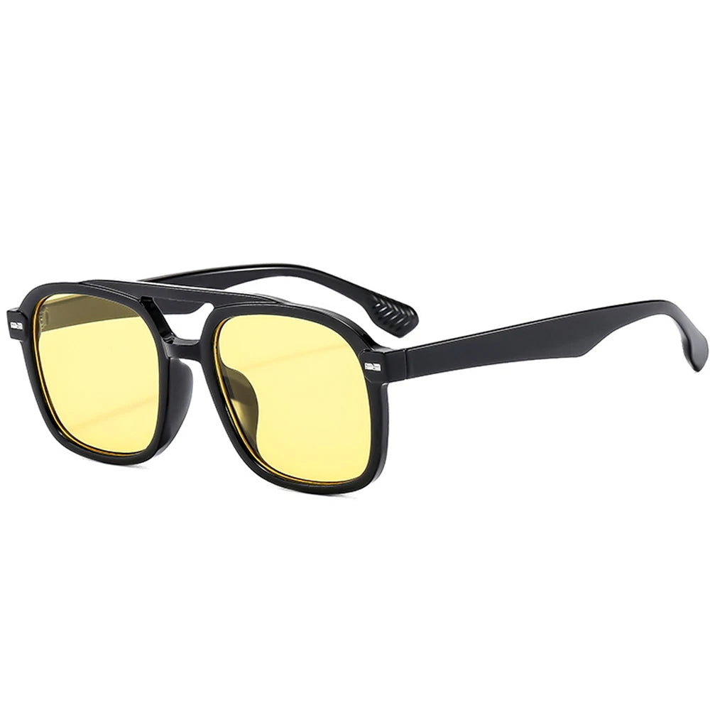 Lunettes de soleil de marque de luxe rétro carrées à double pont pour femmes, mode pilote rivets hommes été extérieur voyage nuances UV400