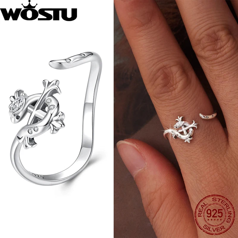 WOSTU 925 Sterling Silver Iris Snake Open Ring Oxidized CZ Flowers Cross Original Wisdom for Women Anniversary Fine Jewelry Gift