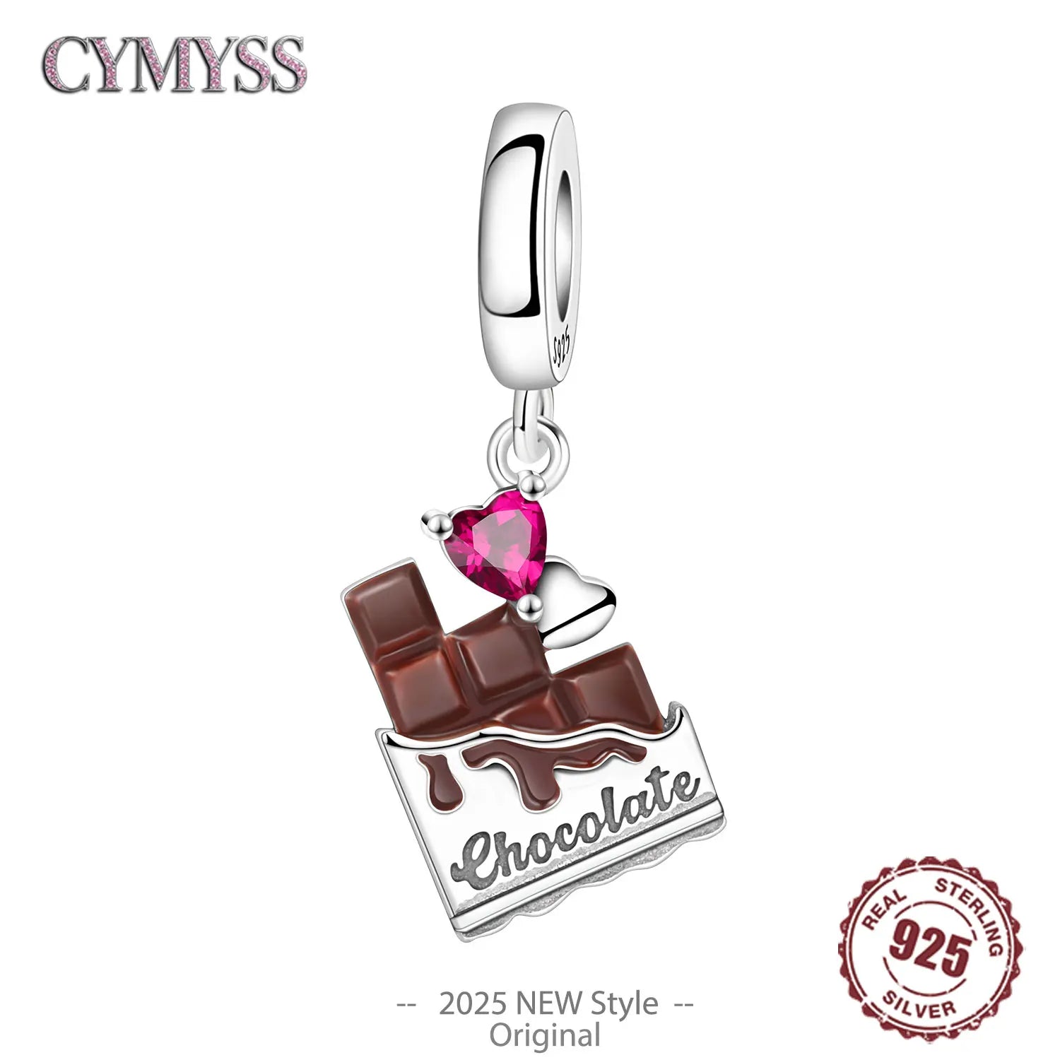 S925 Sterling Silver Heart Zircon Chocolate Coffee Pendant Charms Beads Fit Womans Bracelets Necklace DIY Party Gifts Jewelry
