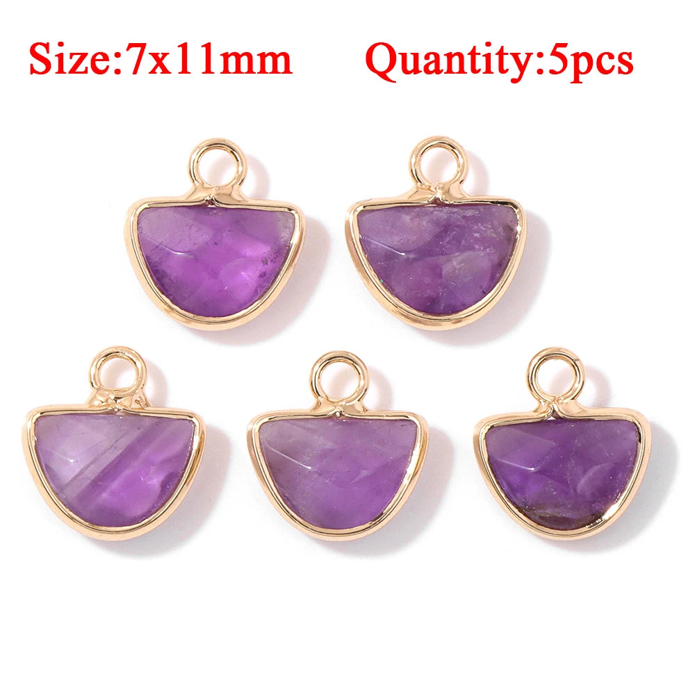 Wholesale Natural Amethyst Pendant Connector Reiki Hexagon Sun Bag Sun Stone Charm For Handmade Women Necklace Bracelet Jewelry