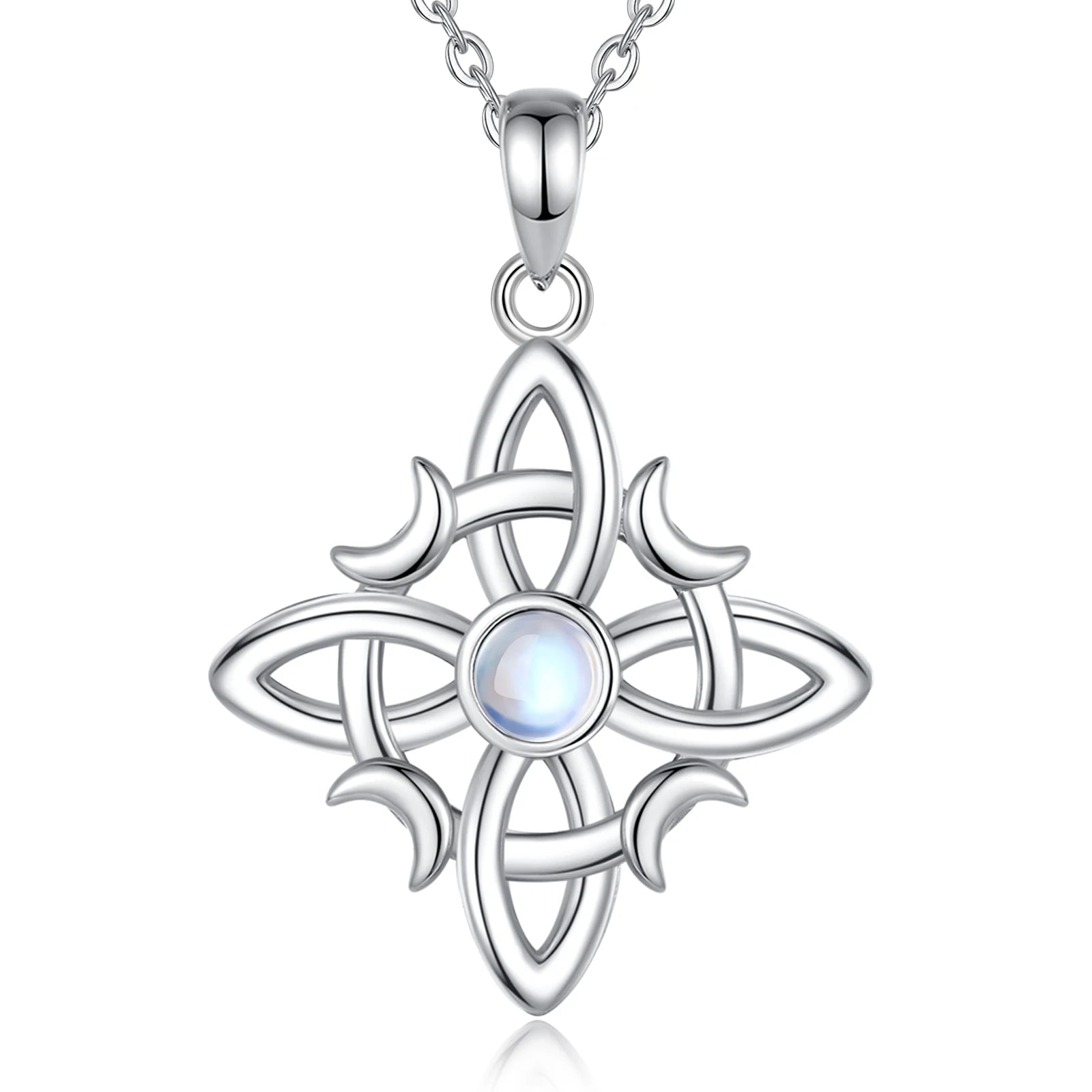 Colliers Eudora Nudo de Bruja en argent 925, pendentifs originaux en forme de nœud de sorcière pour femmes, pierre de lune, nœud celtique, amulette, bijoux Wicca, cadeau