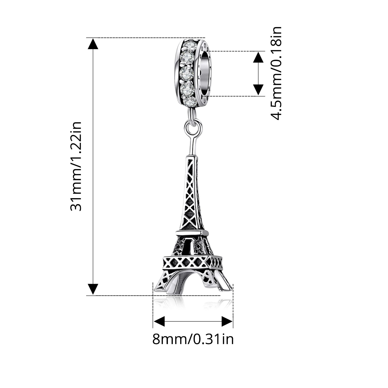 BISAER 925 Sterling Silver World Famous Building Style Charms Beads Eiffel Tower Big Ben Pendant Fit Bracelets DIY Fine Jewelry
