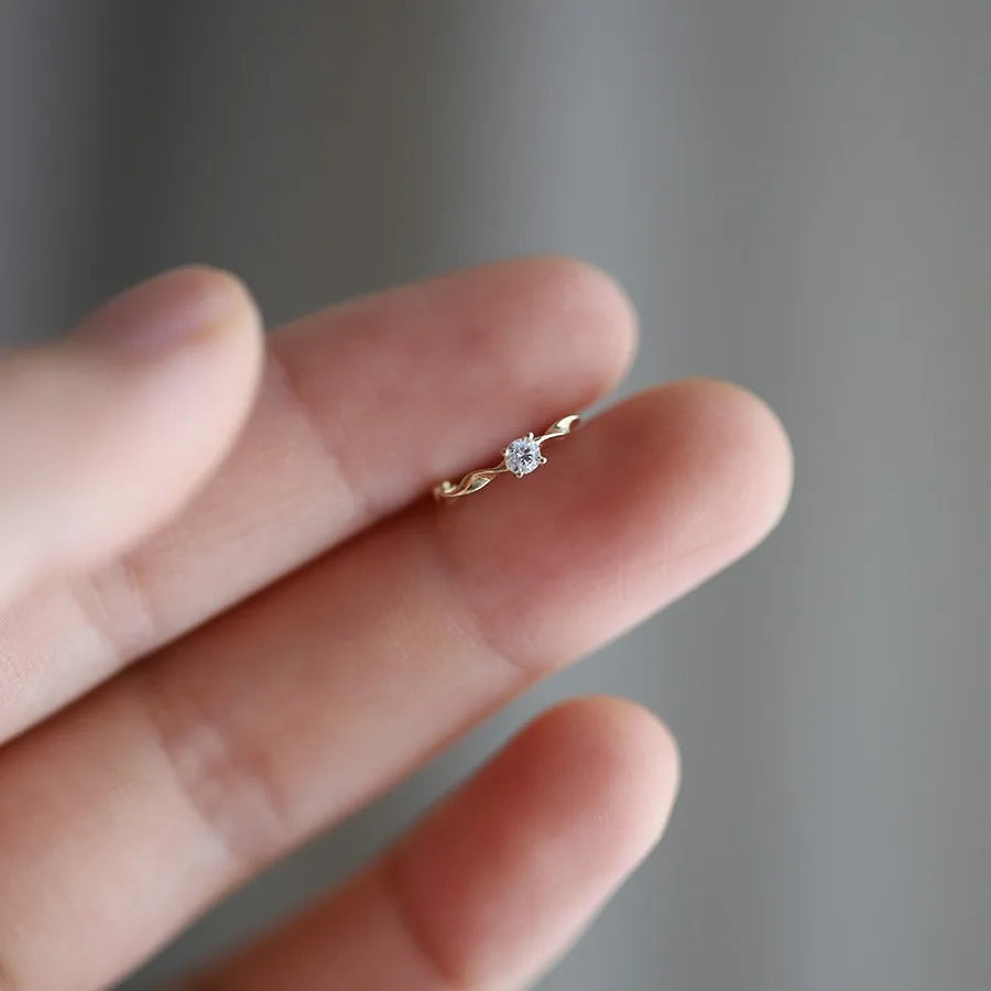 925 Sterling Silver Plating 14K Gold Simple Zircon Wave Earrings for Women Korea Exquisite Versatile Jewelry Accessories