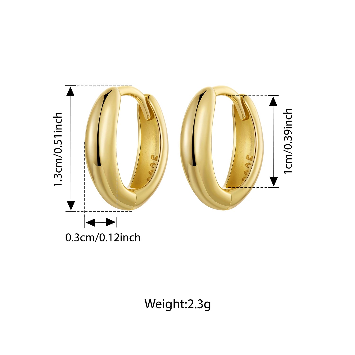 BAMOER 925 Sterling Silver Glossy Ear Cuff for Women, 18K Gold Geometric Metallic Huggies Earrings Minimalist Daily Jewelry Gift