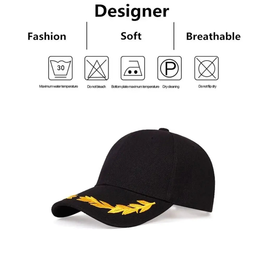 Fashion Brim Design Baseball Caps Wheat Ear Embroidery Casual Style Casual Hats Adjustable Sunscreen Hat Outdoor Activities