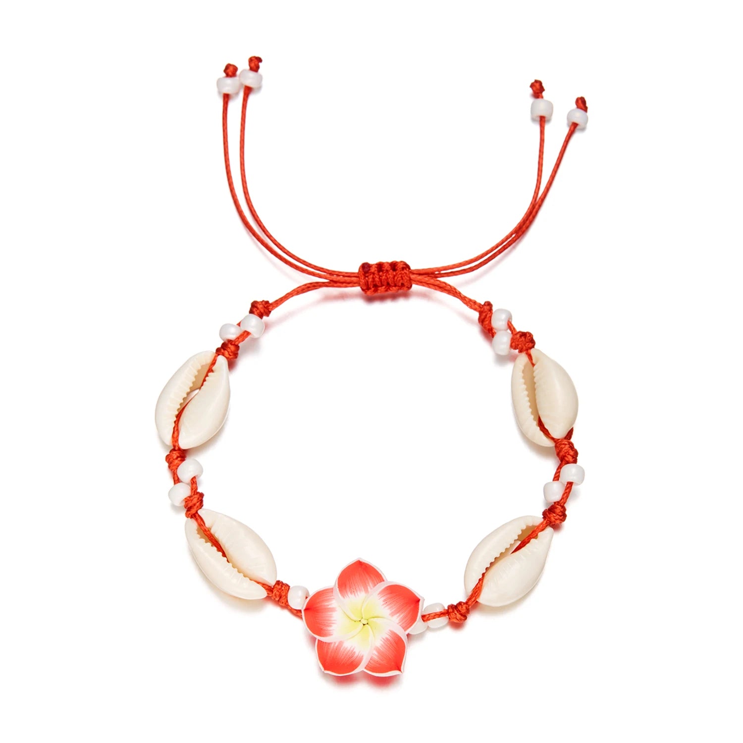 Bohemian Big Flower Sea Shell Charm Bracelets For Women Pink Blue Green Flower Soft Clay Pottery Beaded Bangles Handmade Jewelry