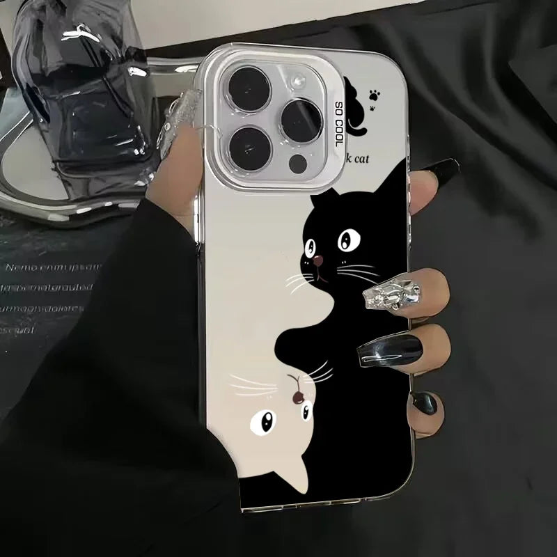 Coque de téléphone Redmi Note 13 11 12 Pro Plus 5G avec un adorable chat noir de dessin animé pour Xiaomi Redmi Note 11S 12S 10S 10 Pro Redmi 12 13C 4G