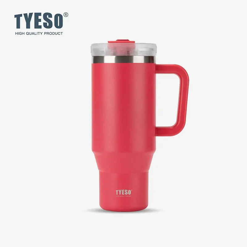 Tyeso 900/1200ml Stainless Steel Vacuum Insulated Travel Mug BPA Free Hot & Cold Coffee Tumbler with Handle Straw Tumbler Bottle