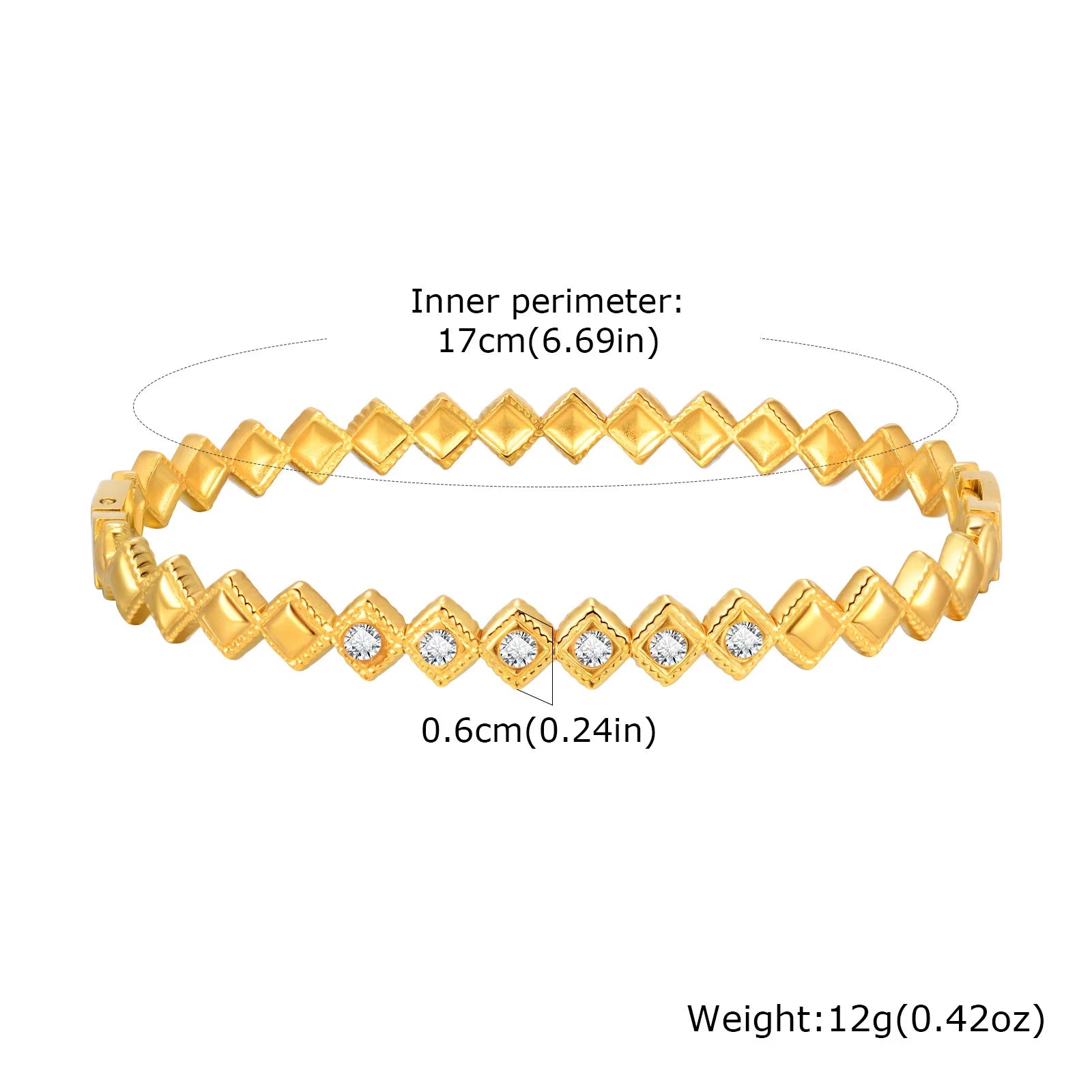 Vnox Romantic Zircon Cuff Bracelet For Women Geometric Fashion Lady Jewelry Stainless Steel Bangles Party Gold Color Never Fade - Madeinsea©