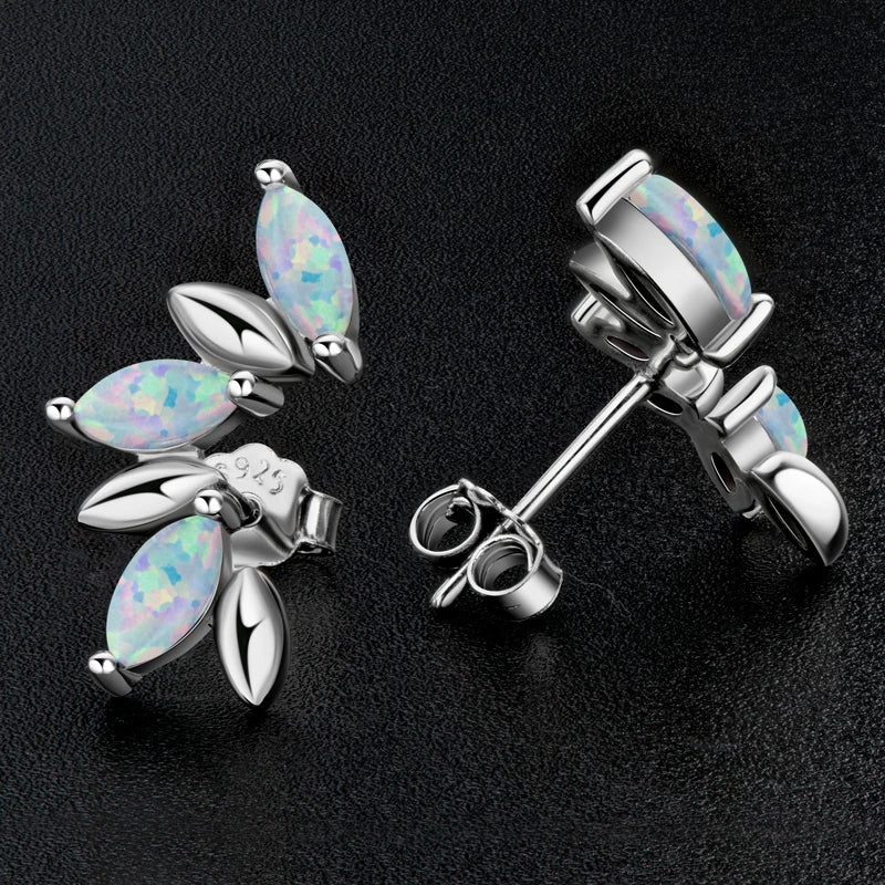 Earrings Women 925 Sterling Silver Opal Stud Ear Hoops Hypoallergenic Fashion Earring Fine Jewelry For Friend Mothers Christmas