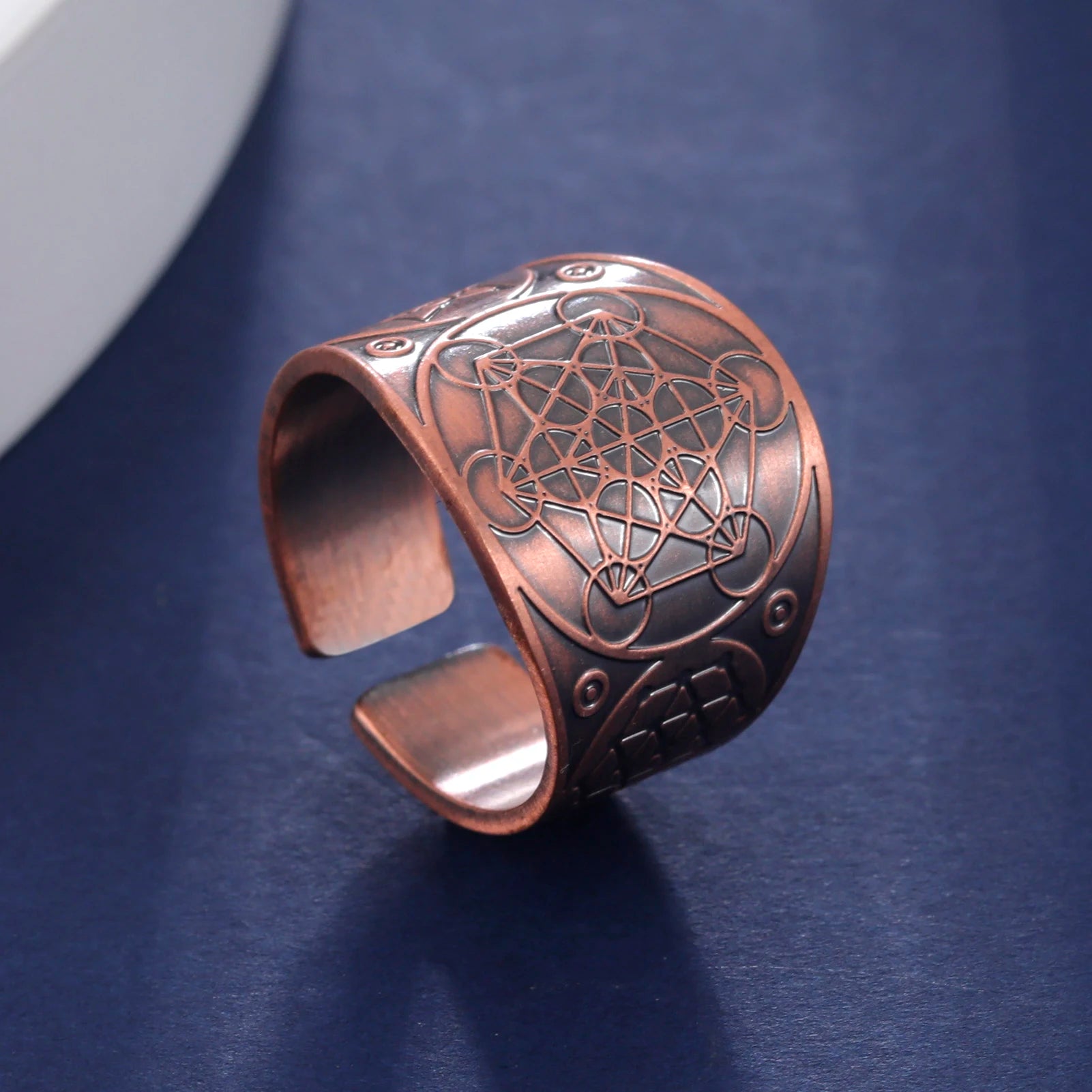 Bague Dreamtimes, Sceau des 7 Archanges, Bague Punk Hexagramme pour Homme, Bijou Amulette Symbole Cube de Métatron