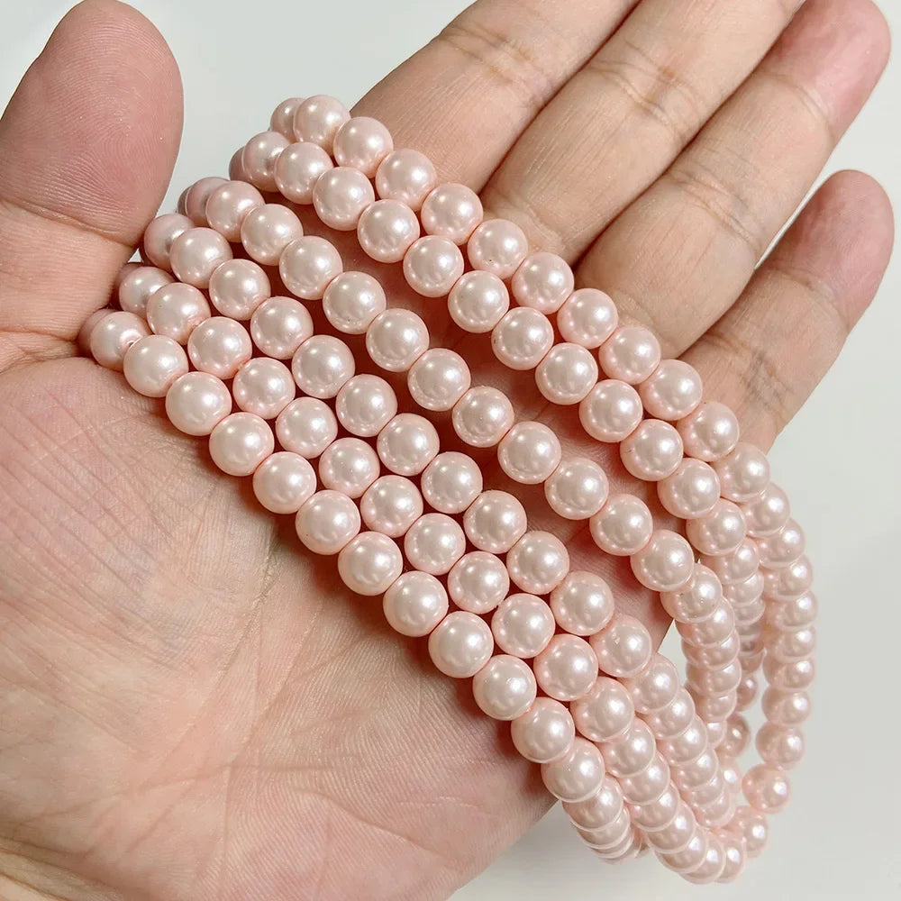 Colorful Round Shell Pearl Beads 6 8 10mm Imitation Pearls Loose Spacer Bead For Jewelry Making Bracelet Necklace Earrings DIY