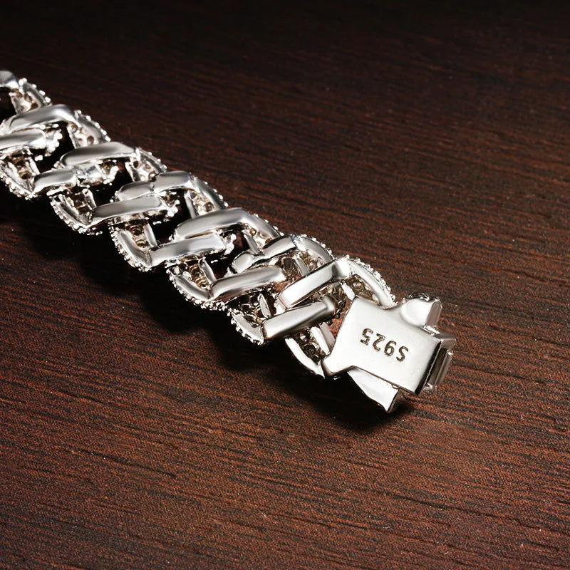 KNOBSPIN 8mm Cuban Bracelet 100% s925 Sterling Silver Plated 18k Lab Grow Zircon Diamond Tennis Bracelets for Women Man - Madeinsea©