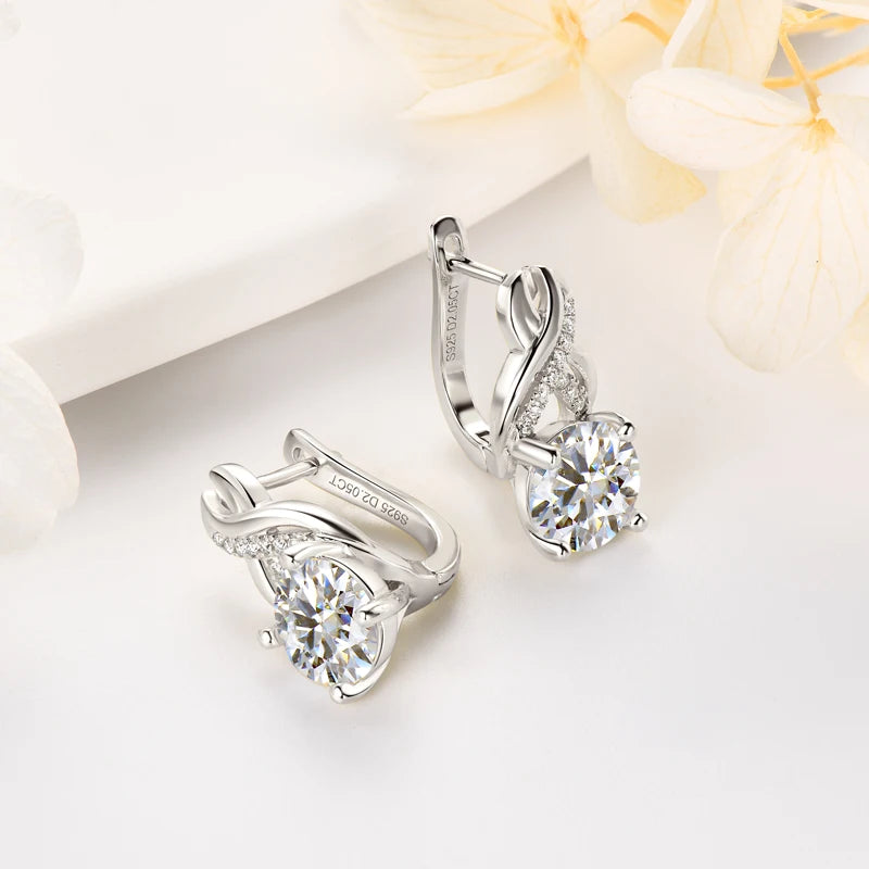 OXTAO 925 Sterling Silver Moissanite Infinity Hoop Earrings for Women 18K Gold Plated Wedding Party Jewelry Christmas Gifts