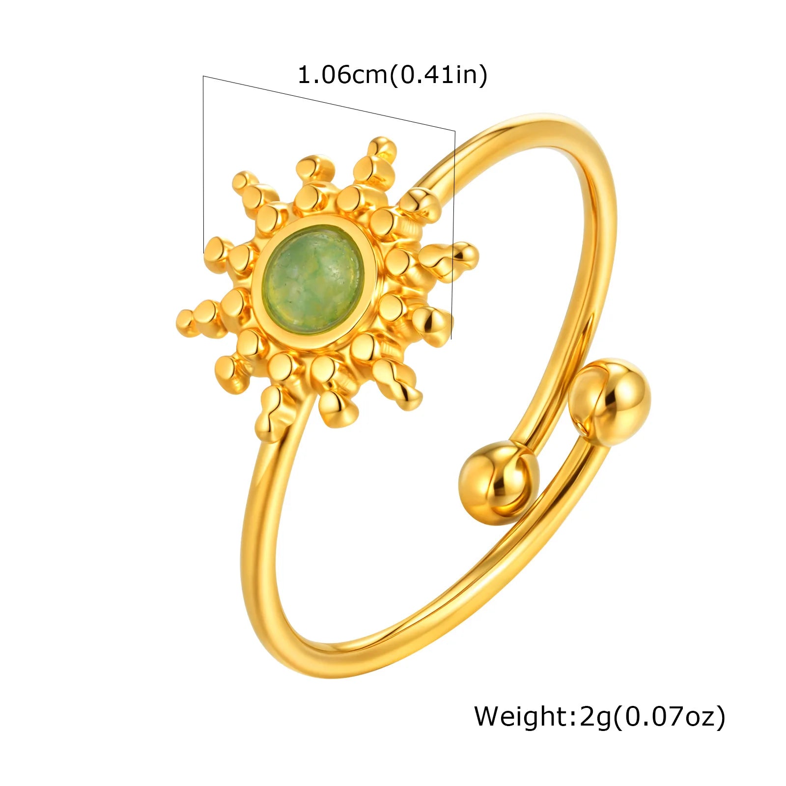 Vnox Stainless Steel Sun Turquoise Opal Rings For Women Gold Color Oval Round Opal Rings Aesthetic Ring Jewelry Wedding Party