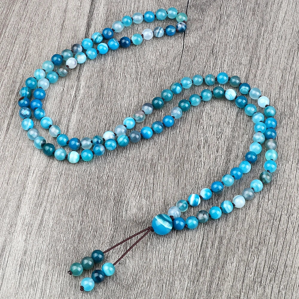 108 Natural Stone Fire Agate Black Onyx Beads Bracelet Necklace Men Multicolor Tiger Eye Necklace Women Malachite Prayer Jewelry