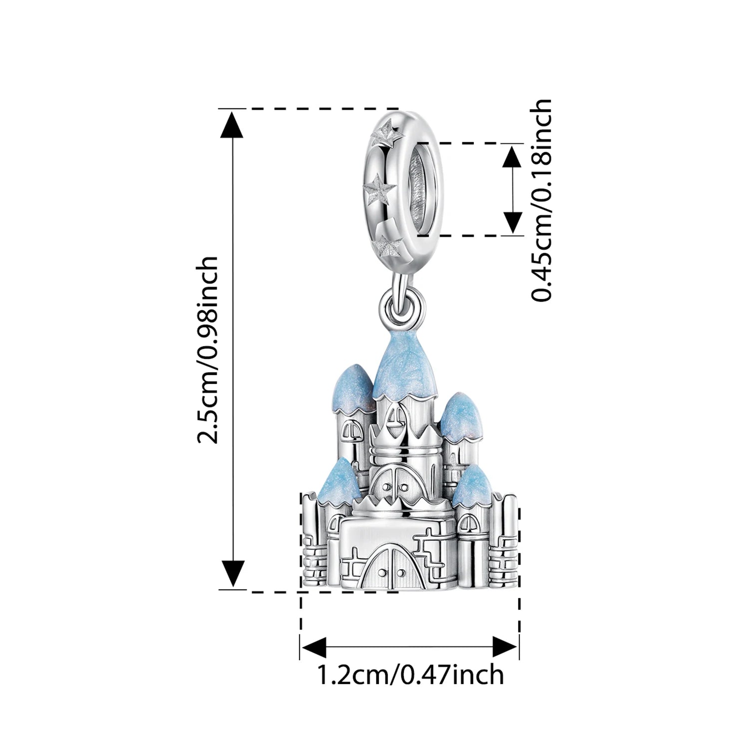 BAMOER 925 Sterling Silber Romantischer Schlossanhänger Rosa Schleifen-Zwischenperlen Kreuz-Glaubensanhänger für Halskette DIY Schmuckzubehör