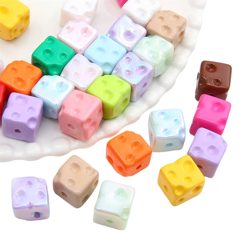 5pcs Cube Cheese Bead Acrylic Spacer Loose Beads For Jewelry Making diy Decorations Bracelet Phone Chain Keychain Accessories