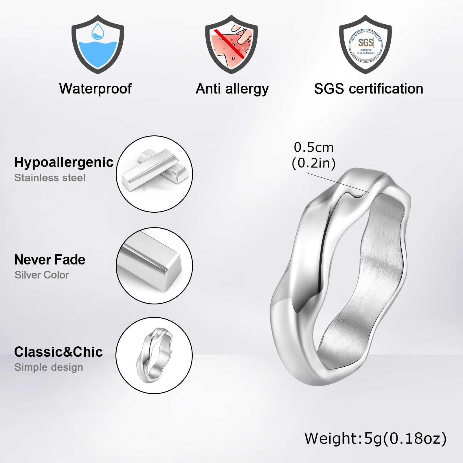 Vnox 2026 New Mobius Ring for Men Boys, Oxidized Twisted Stainless Steel Finger Band,Retro Endless Love Anniversary Gift for Him