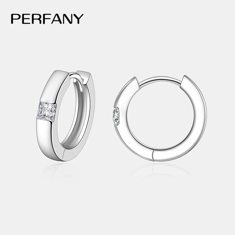 PERFANY 0.3CT Princess Cut Moissanite Hoop Earrings Women's 100% Pure Silver Square Laboratory Diamond Fashion Wedding Jewelry - Madeinsea©