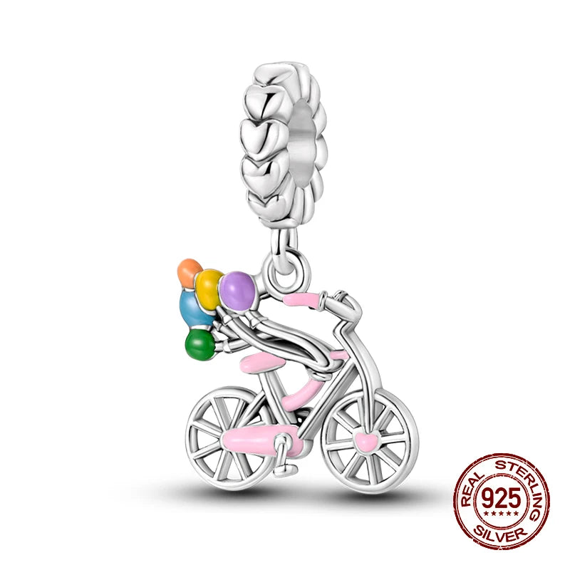 100% 925 Sterling Silver Perfume Headphones Pink Princess Daily Charms Beads Fit 3mm 925 Original Bracelet Fine DIY Jewelry