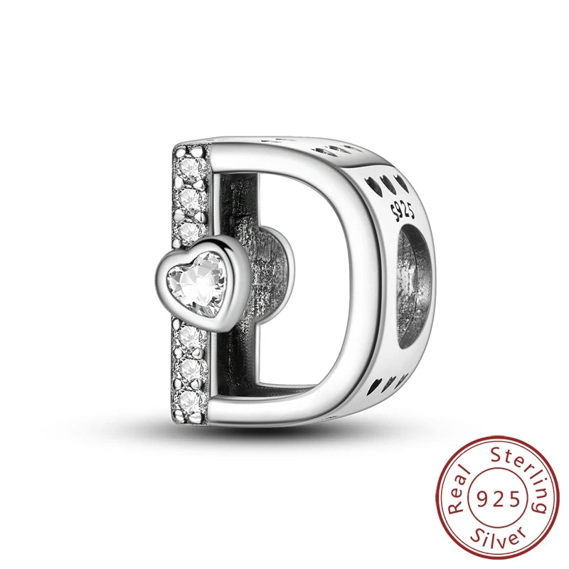 New 925 Sterling Silver Charm Beads 26 Letter Alphabet A-Z Charm Fit Original Charms Bracelet DIY Birthday Jewelry Gift Making
