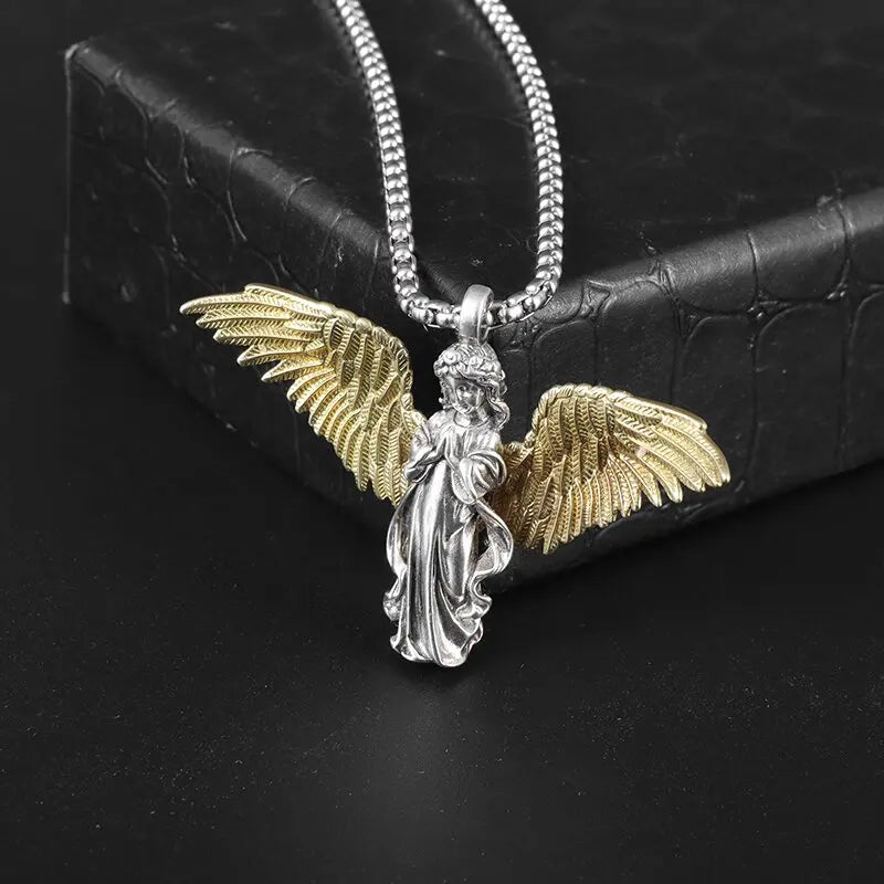Silver-Plated Anime Mecha Beautiful Girl Girl Pendant Necklace Men and Women Hip-Hop Rock Punk Trendy Jewelry Gift - Madeinsea©
