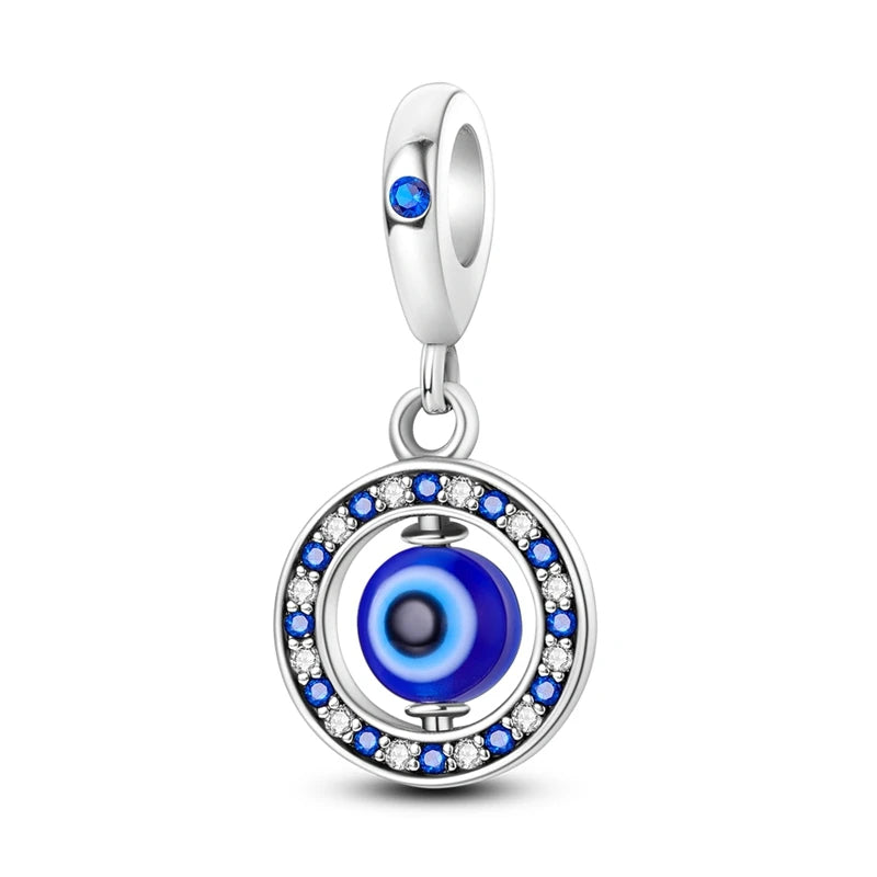 New 925 Sterling Silver Charms Beads Pendant Devil's Eye Blue Zircon Charms For Original Bracelet Charms DIY Jewelry Gift