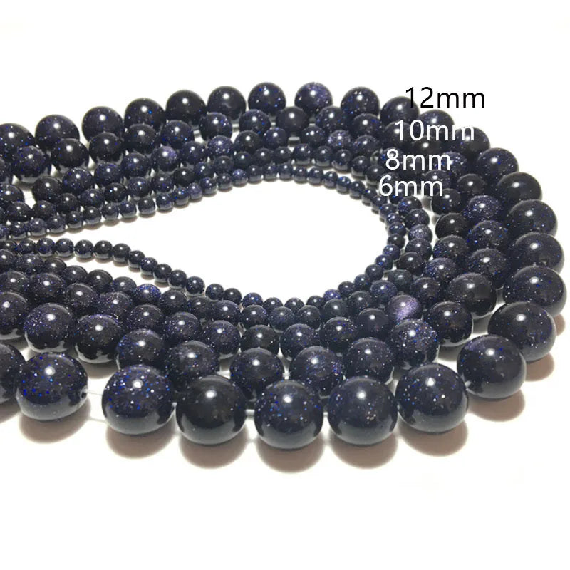 Wholesale Grade A Natural 6/8/10/12mm Blue Sandstone For Jewelry Making Smooth Round Loose Beads DIY Bracelet Necklace Earring
