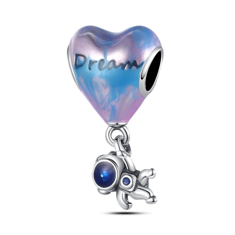 Romantic 925 Silver Couple Colourful Heart Shaped Hot Balloon Charms Beads Fit 3mm 925 Original Bracelets DIY Jewelry Gifts
