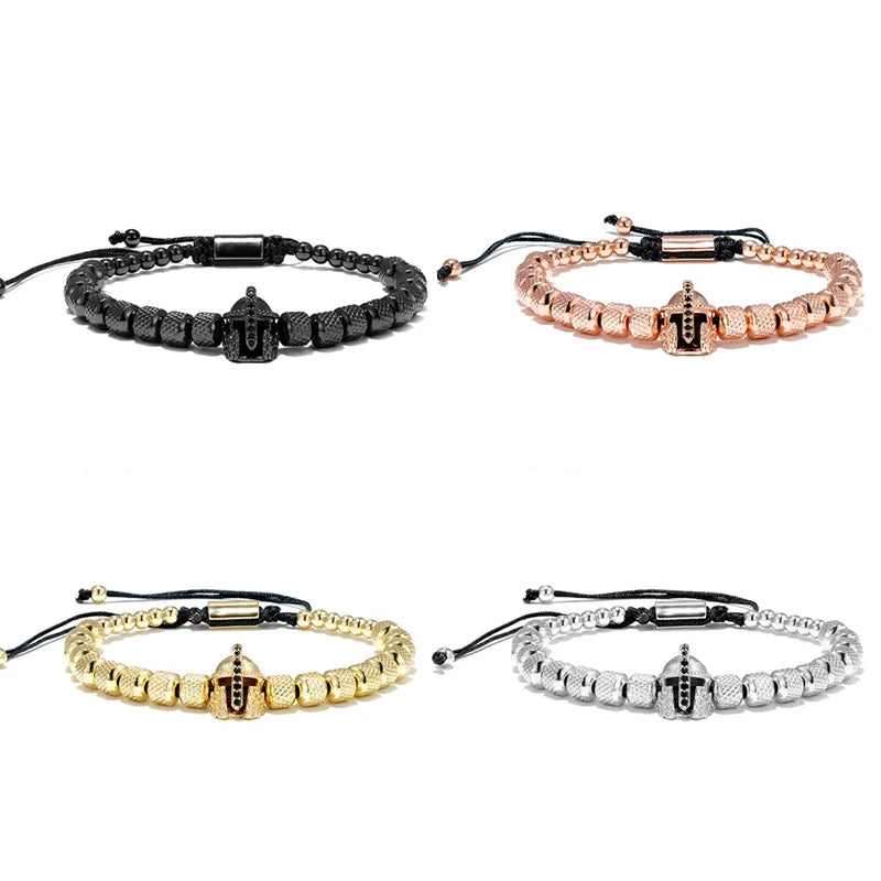 MKENDN Charm Micro Pave CZ Wikinger-Stil Kriegerrüstung Herren Armbänder Edelstahl Paar Unverblassen Handgemachtes Schmuckgeschenk