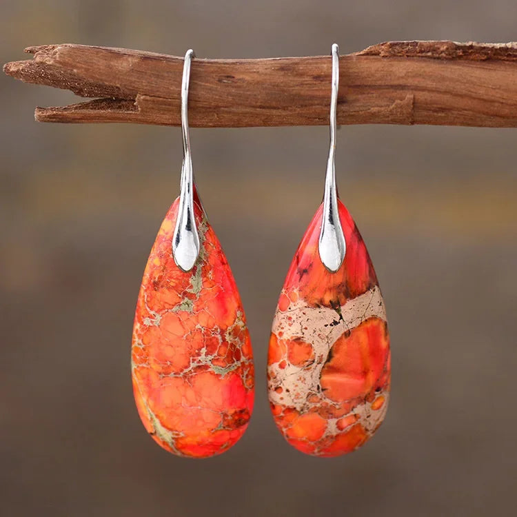 Bohemian Emperor Stone Geometric Pendant Earring Popular Natural Stone Jewelry Earrings for Women Luxury Boho Original earring