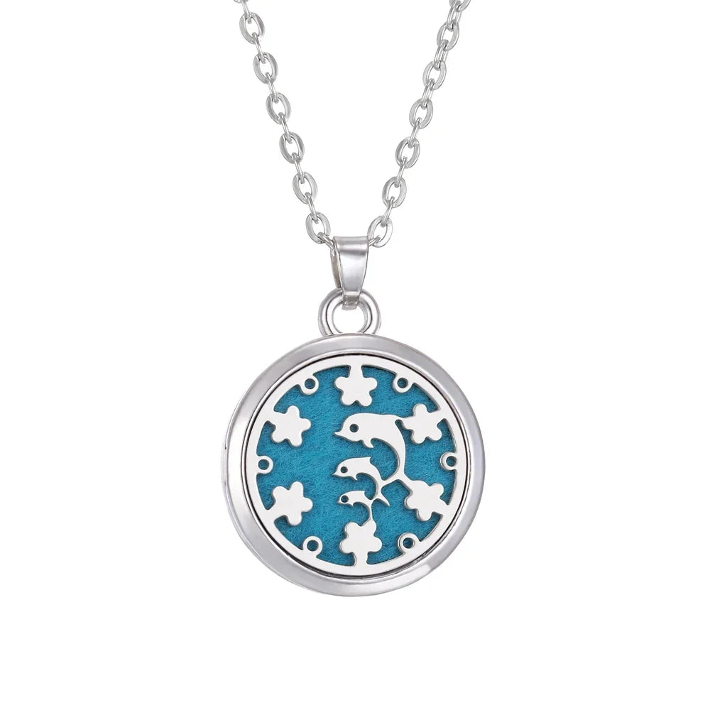 10pcs/lot Aromatherapy Stainless Steel Essential Oil Diffuser Necklace Open Magnetic Perfume Locket Pendant Necklaces for Women