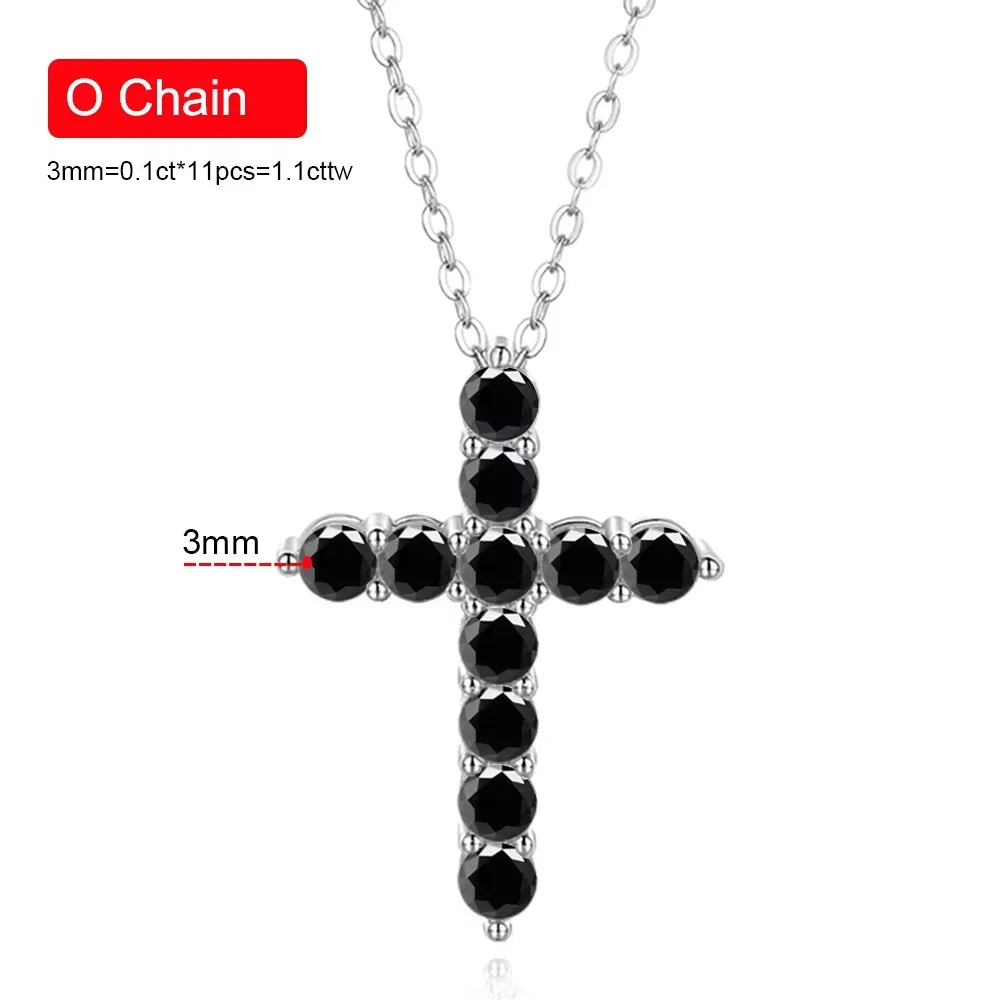 Serenity All D Moissanite Cross Necklace For Women Gift S925 Sterling Silver Sparkling Jesus Pendant Necklace Plated 18K Jewelry