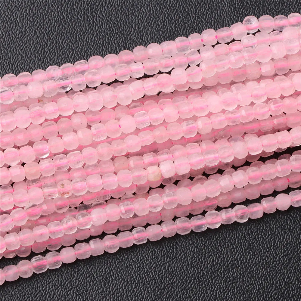 Hot Natural Faceted Stone Bead 2-3mm Small Square Quartz Garnet Glass Cube Loose Beads For Jewelry Making Needlework Accessories