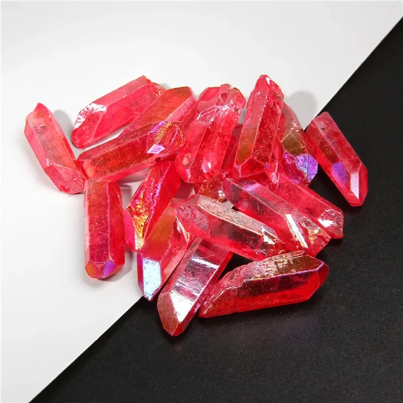 Natural Quartz Stick Beads Top Drilled Rainbow Crystal Loose  Point Beads For Jewelry DIY Healing Hairpin Wedding Halloween Gift