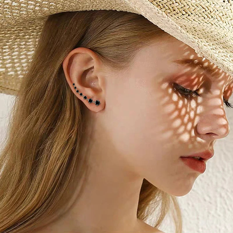 OXTAO Real 925 Silver Claw Set Round 4.5mm Moissanite Ladies 7 Star Ear Climber Earrings Ladies Jewelry Gift GRA Certified