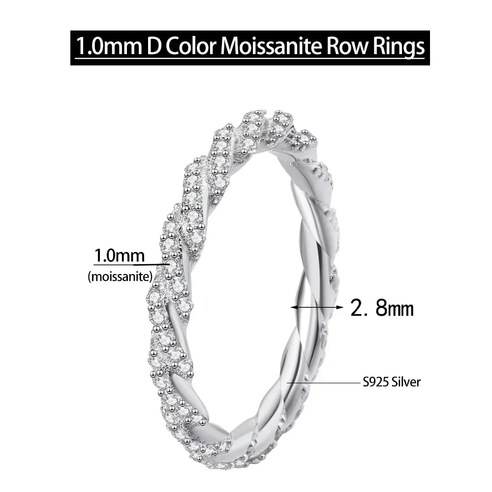Serenity D Color Moissanite Row Rings for Women Gift 100% S925 Sterling Silver Plated 18K Sparkling Eternity Rings Fine Jewelry - Madeinsea©