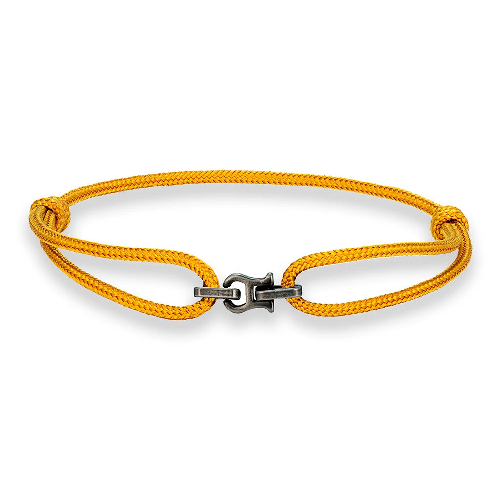 MKENDN Punk Style Vintage Oxidized Black Horseshoe Buckles Chain Link Rope Bracelet For Men Women Stainless Stell Jewelry Gifts