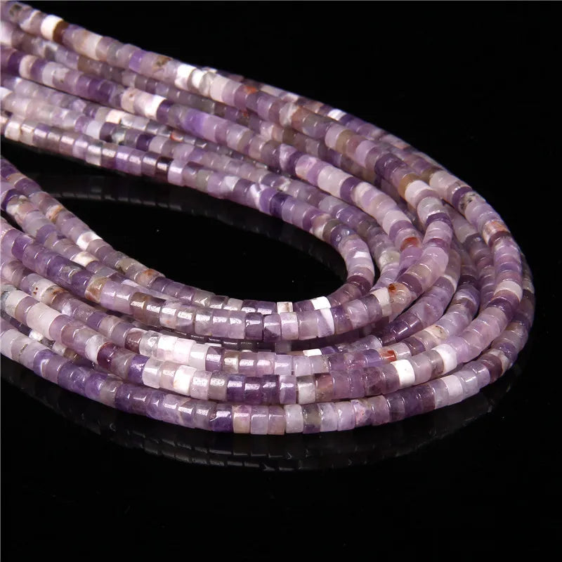 New Fashion Flat Disc Round Stone Bead 4x2MM Quartzs Imperial Agat Jaspers Loose Spacer Heishi Beads Jewelry Diy Accessories