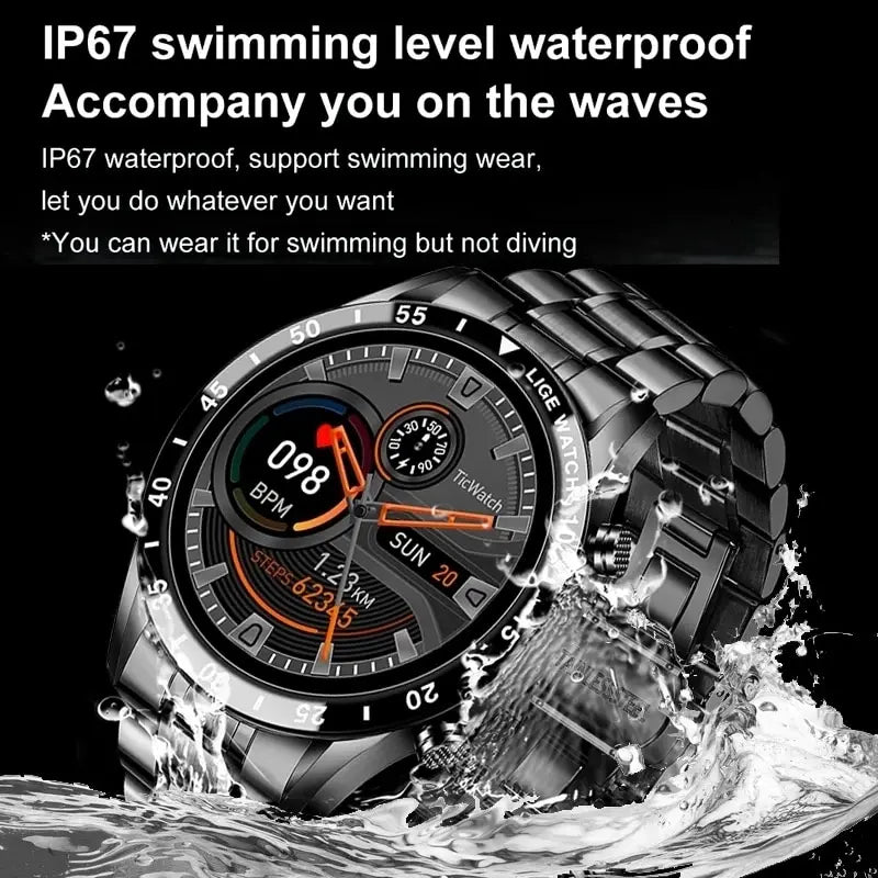 LIGE 2024 Smart Watch Men Full Circle Touch Screen Bluetooth Call Men Smartwatch Waterproof Sport Activity Fitness Watch+Box - Madeinsea©