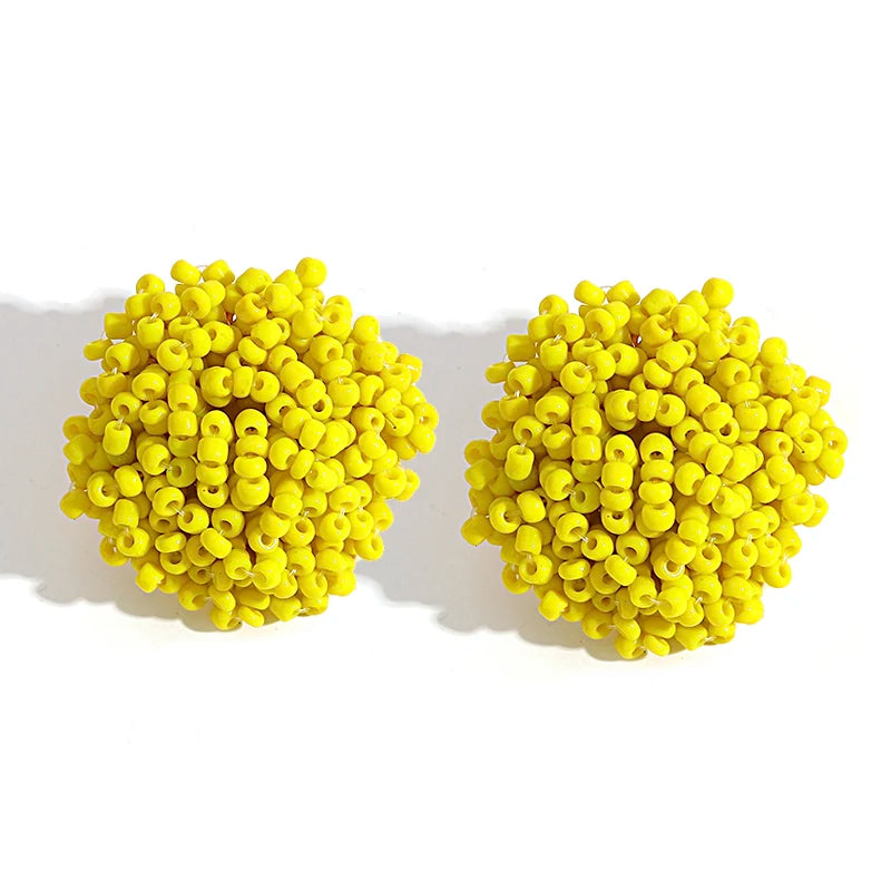 Aensoa Simple Multicolor Ethnic Resin Handmade Beaded Earrings For Women Accessories Bohemia Geometric Earrings Fashion Jewelry