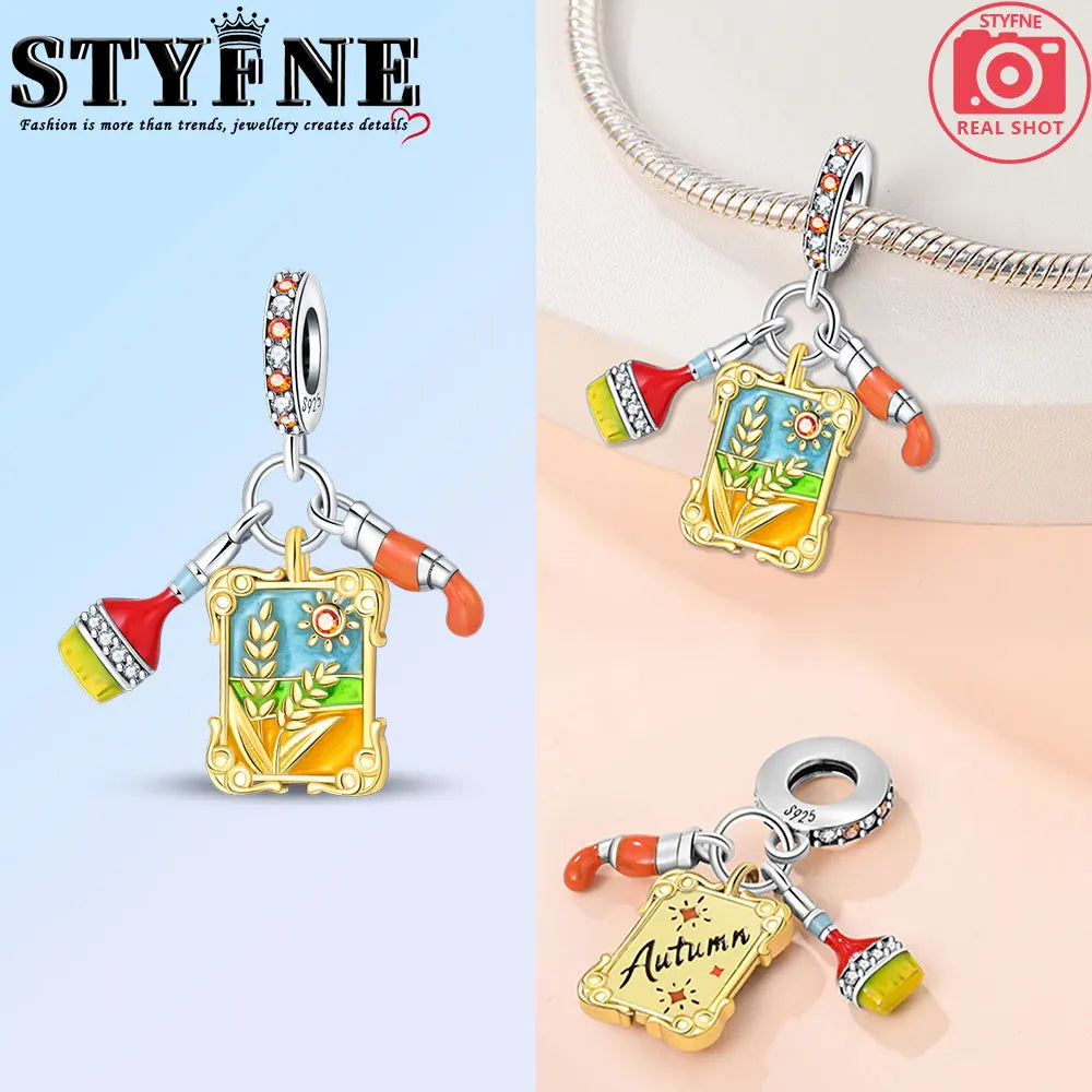 New in Harvest Season Pumpkin Charms Beads Fits Original Bracelet 925 Silver Women Necklace DIY Charms Fine Jewelry Gifts