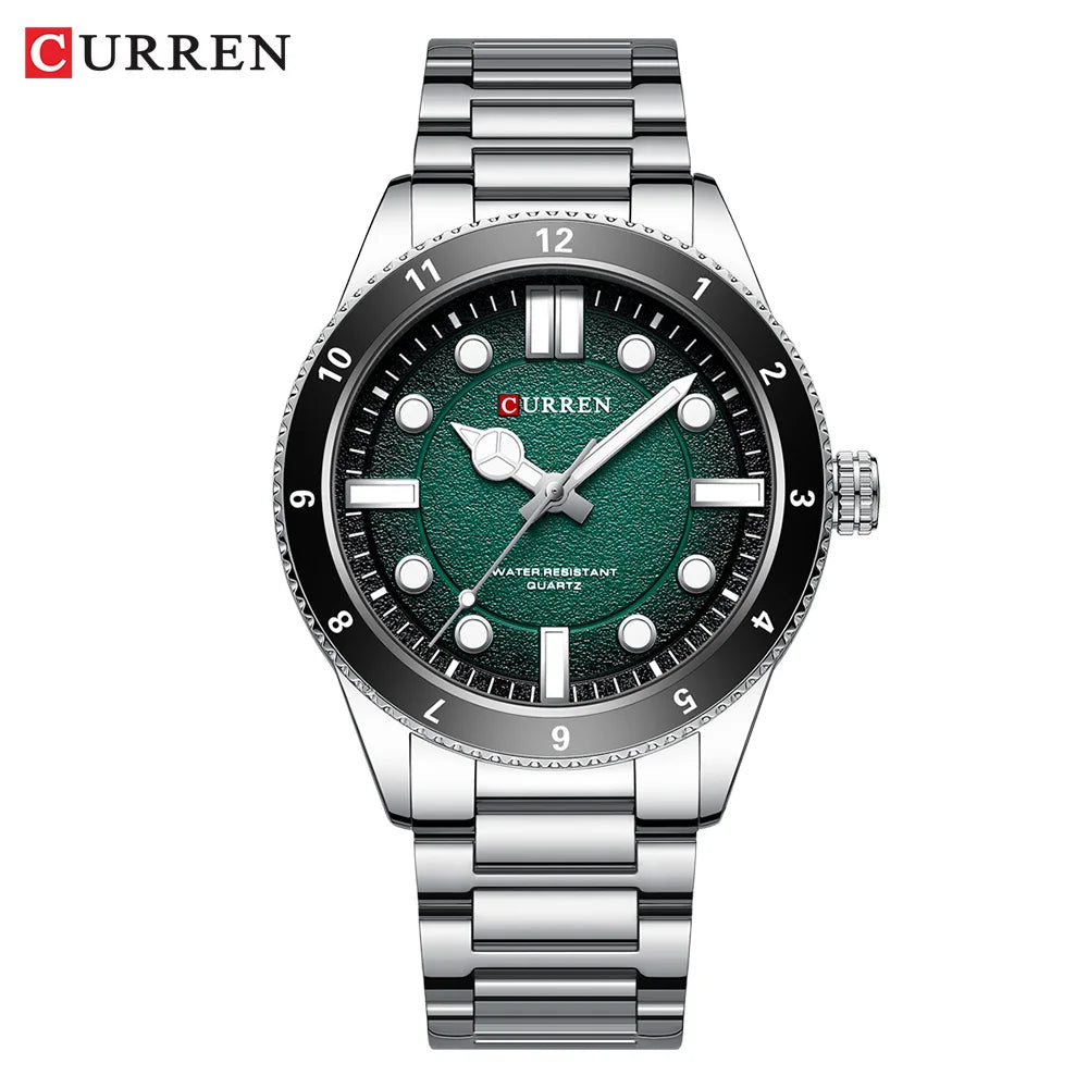 CURREN Casual Simple Quartz Watch with Stainless Steel Band Fashion Men's Clock Waterproof Luminous Wristwatches
